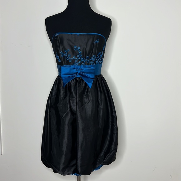 Gunne Sax Dresses & Skirts - JESSICA MCCLINTOCK FOR GUNNE SAX Sleeveless Formal Black Blue Dress 3